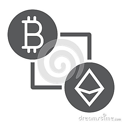 Bitcoin vs ethereum glyph icon, finance and money Vector Illustration