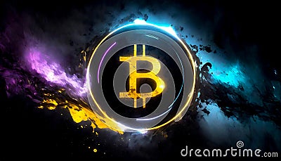 bitcoin wall art - bitcoin print - bitcoin poster - bitcoin painting digital art, Crypto wall art, Crypto print, crypto poster Stock Photo