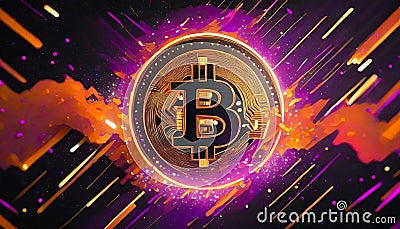 bitcoin wall art - bitcoin print - bitcoin poster - bitcoin painting digital art, Crypto wall art, Crypto print, crypto poster Stock Photo