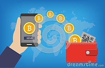Bitcoin Wallet Transaction Vector Illustration