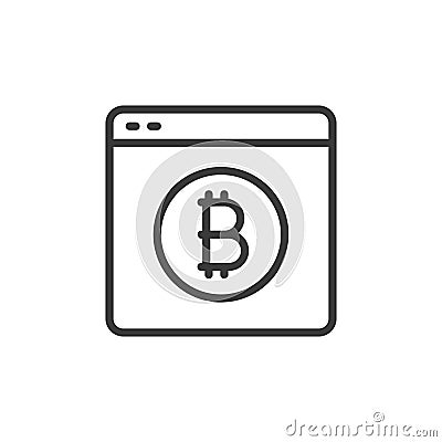 Bitcoin web wallet, icon in line design. Bitcoin, wallet, cryptocurrency, web, blockchain, finance, digital on white Stock Photo