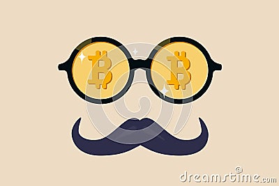 Bitcoin whale or anonymous who rich with bitcoin crypto trading, cryptocurrency guru or success investor with no identity concept Vector Illustration