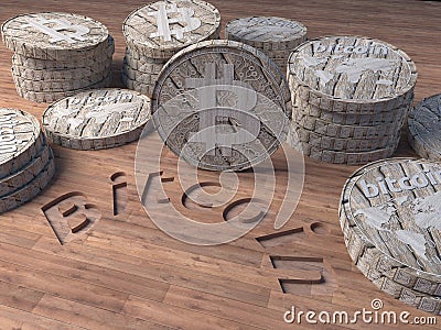 Bitcoin Wood Stock Photo