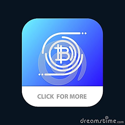 Bitcoins, Bitcoin, Block chain, Crypto currency, Decentralized Mobile App Button. Android and IOS Line Version Vector Illustration