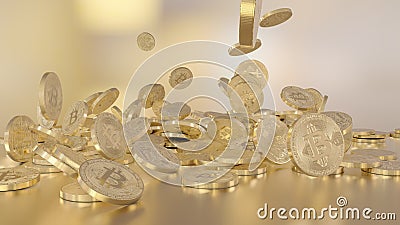 Bitcoins falling on a pile Stock Photo