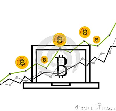 Bitcoins investment business icons Vector Illustration