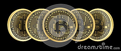 Bitcoins isolated on black background Stock Photo