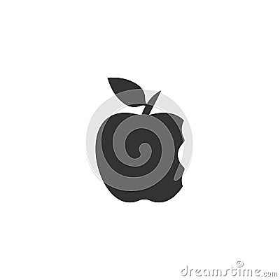 Bite apple icon flat Vector Illustration