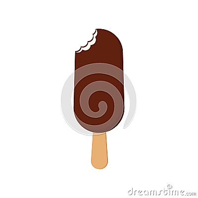 Bite on ice cream on stick. Vector illustration in flat style. Isolated. Vector Illustration