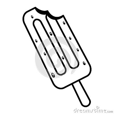 bite popsicle ice cream on white background Cartoon Illustration