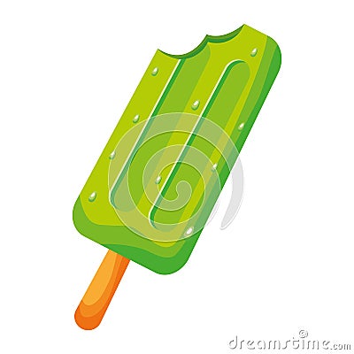 bite popsicle ice cream on white background Cartoon Illustration