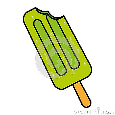 bite popsicle ice cream on white background Cartoon Illustration