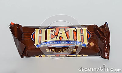 Bite size servings of a chocolate Heath candy bar Editorial Stock Photo