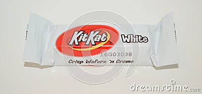 Bite size servings of a white chocolate Kit Kat bar Editorial Stock Photo