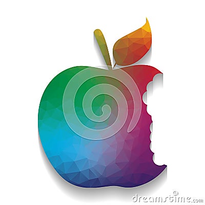 Bited apple sign. Vector. Colorful icon with bright texture of m Vector Illustration