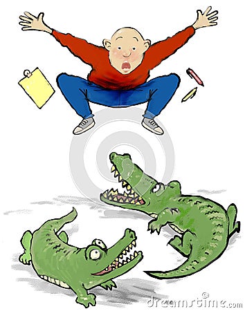 Biting alligators Stock Photo