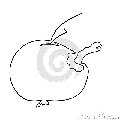 Bitten apple and worm. Stylized image in continuous one line art technique Vector Illustration