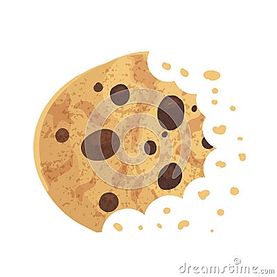 Bitten chip cookie, cracker, biscuit. Vector Illustration