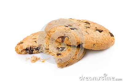 Bitten chocolate chip cookies Stock Photo