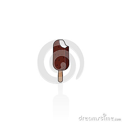 Bitten chocolate ice cream bars on a stick vector graphics Vector Illustration
