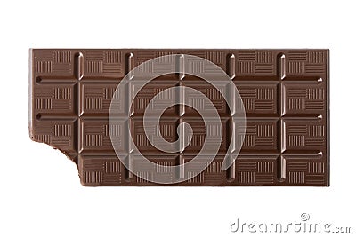 Bitten dark chocolate bar Stock Photo