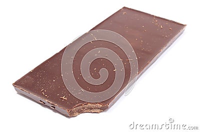 Bitten dark chocolate on white background Stock Photo