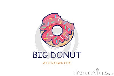 Bitten glazed donut logo isolated vector template Vector Illustration