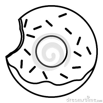 Bitten Glazed ring donut with sprinkles Vector Illustration