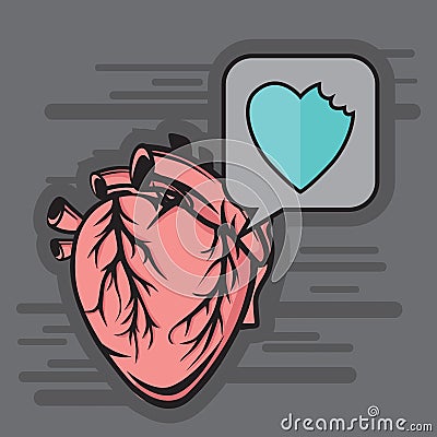 bitten heart. Vector illustration decorative design Vector Illustration