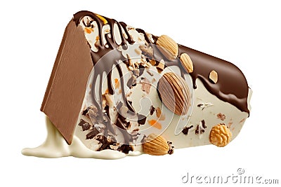 Bitten Popsicle Ice Cream Bar with Chocolate Coating, Generative Ai Stock Photo