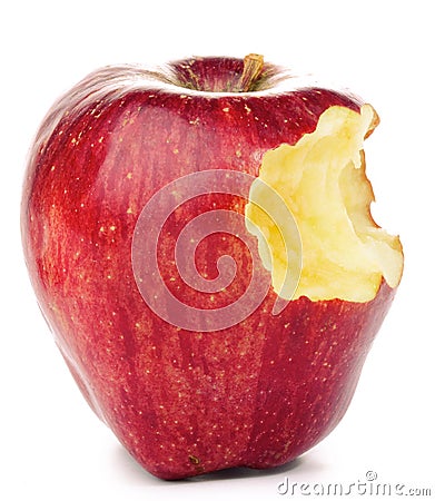 Bitten Red Apple Stock Photo