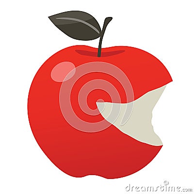 Bitten red apple Smiley Vector Illustration