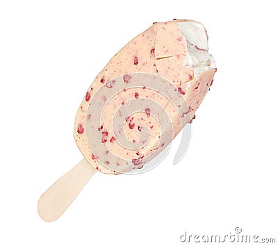 Bitten white chocolate popsicle isolated Stock Photo