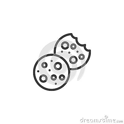 Bitten and whole cookie line icon Vector Illustration