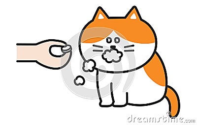 A bitter pill to swallow for the cat. Cartoon Illustration