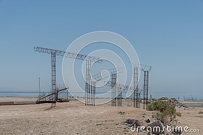 Bizarre artwork at the Bombay Beach on the eastern Salton Sea shore, California Stock Photo