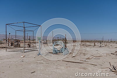 Bizarre artwork at the Bombay Beach on the eastern Salton Sea shore, California Stock Photo