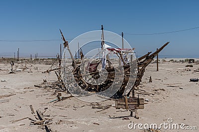 Bizarre artwork at the Bombay Beach on the eastern Salton Sea shore, California Stock Photo