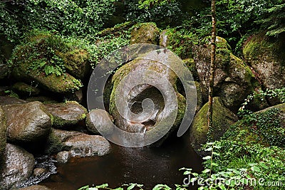 Bizarre boulders in the Huelgoat forest, Brittany Stock Photo