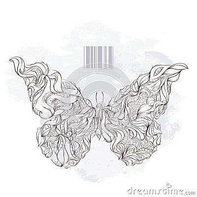 Bizarre butterfly Vector Illustration