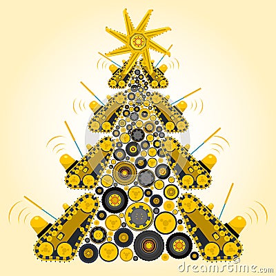 Bizarre machine Christmas tree Vector Illustration