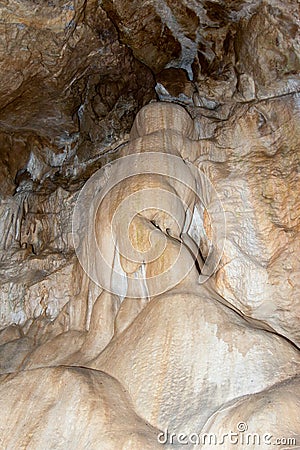 Stalactite formation in karst cave Stock Photo