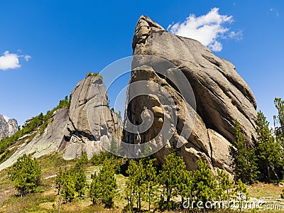 Bizarre stone cliffs in the Ergaki nature park Stock Photo