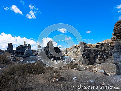 Bizzare stone formations at Stratified City, Lanzarote Stock Photo