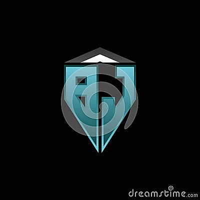 BJ Logo Shield Blue Light Style Design Vector Illustration