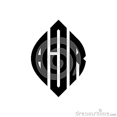 BJR circle letter logo design with circle and ellipse shape. BJR ellipse letters with typographic style. The three initials form a Vector Illustration
