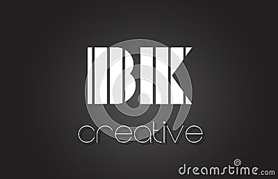 BK B K Letter Logo Design With White and Black Lines. Vector Illustration