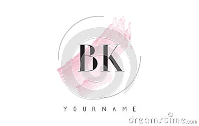 BK B K Watercolor Letter Logo Design with Circular Brush Pattern Vector Illustration