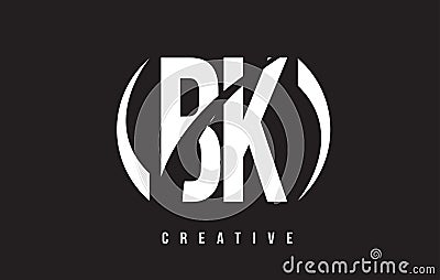 BK B K White Letter Logo Design with Black Background. Vector Illustration