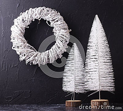 Blach and white Christmas postcard. Stock Photo